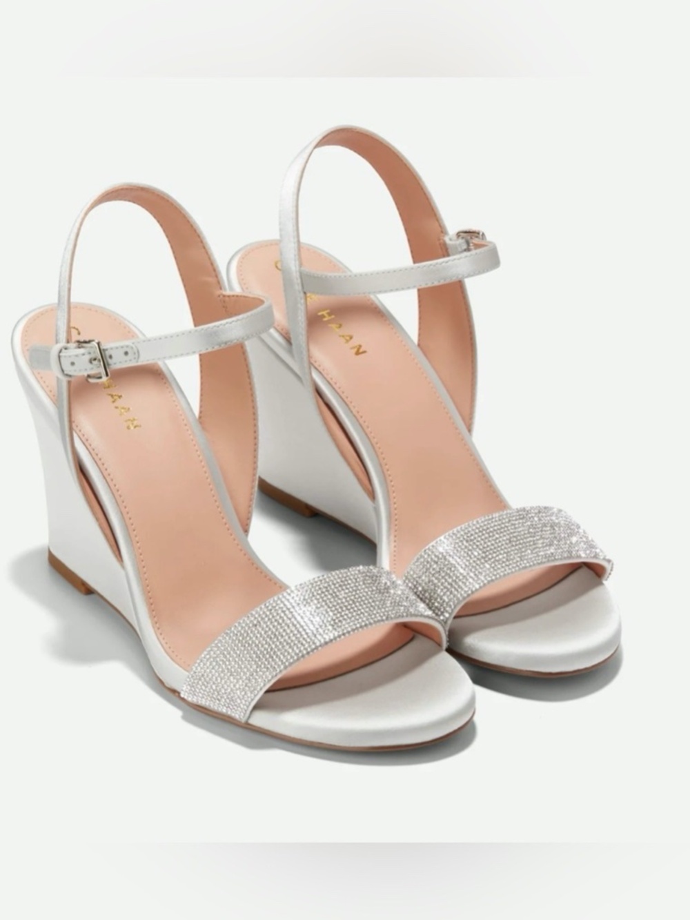COLE HAAN Josie WEDGE Satin with Crystals SANDALS SHOES Size 11 US NEW